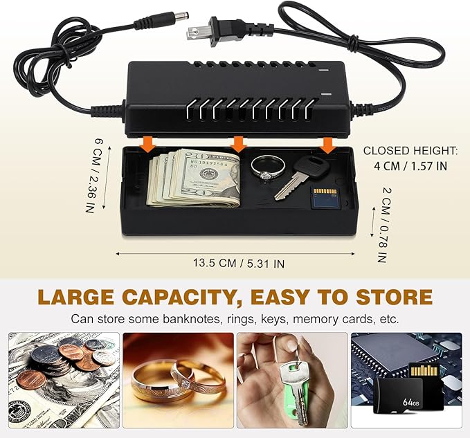Homoyoyo Container Discreet Fake Charger Plug for Hidden Storage Money Hider Safe Box - Image 2