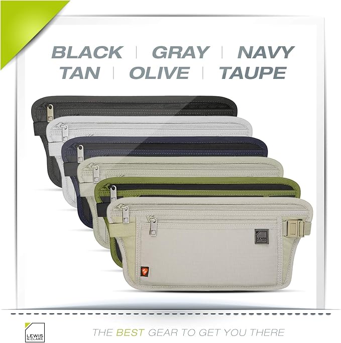 Lewis N. Clark Travel Money Belt Pouch, Slim RFID Blocking Anti Theft Waist Stash Pouches for Cash, Cards and Passport Holder - Image 5