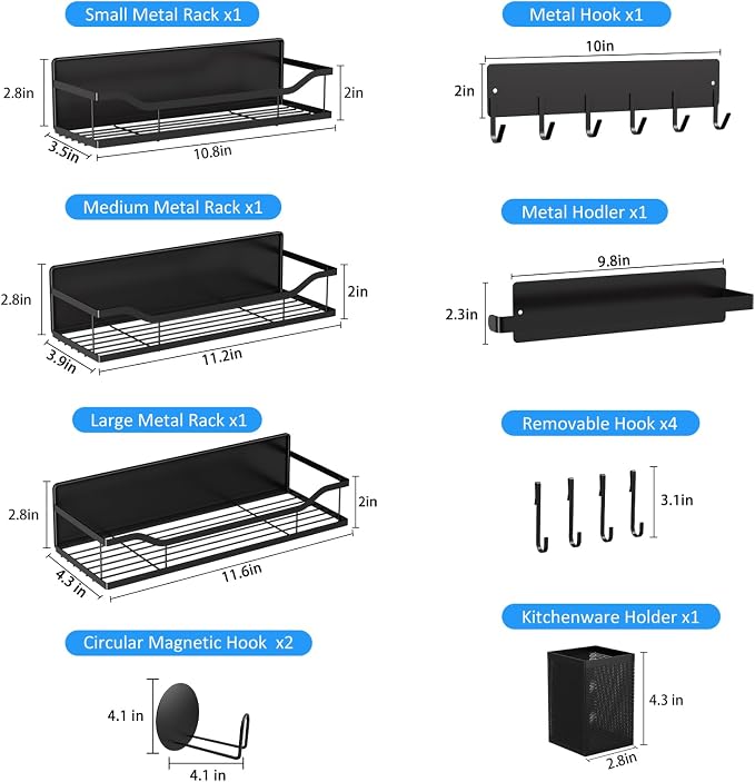 Multifunctional Magnetic Shelf for Washing Machine, Refrigerator, Microwave, and Any Metal Surface, Powerful Magnetic Shelves Include Magnetic Paper Towel Holder, Unique Hollow Design (8 pcs - Black) - Image 2