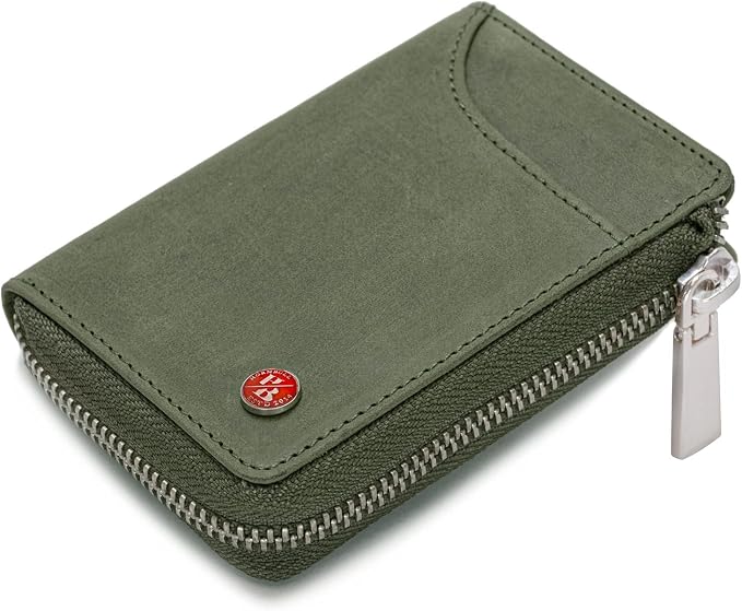 HORNBULL Steve RFID Blocking Leather Wallet for Men | Vertical Credit Debit Card Holder, Zip Around Wallet (Olive Card Holder) - Image 3