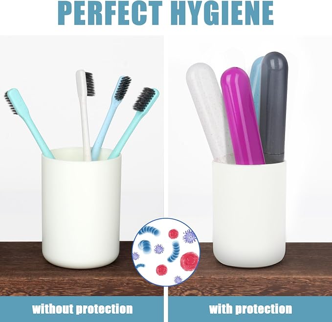 Hooqict 4 Pack Toothbrush Cases Travel Toothbrush Holder Portable Toothbrush Container Case Plastic Toothbrush Carrier Cover Case Toothbrush Protector for Traveling, Bathroom, School, Home, Camping - Image 5