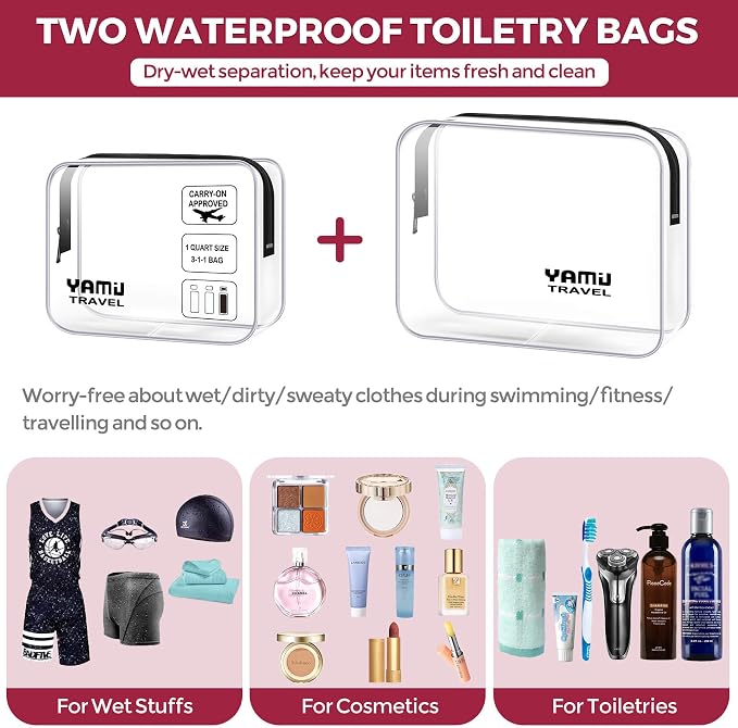YAMIU Packing Cubes for Suitcases, 7 Pcs luggage organizer bags with Shoe Bag, 2 Waterproof Travel Toiletry Bags, Travel Cubes for Travel Essentials Travel Accessories - Image 6