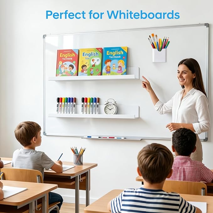 2 Pack 17" Metal Magnetic Bookshelf for Whiteboard, Strong Reusable Magnetic Display Shelf, Holds up to 12 lbs, Storage Organizer for Classroom, Kids Room, Office, Kitchen & Garage - Image 5