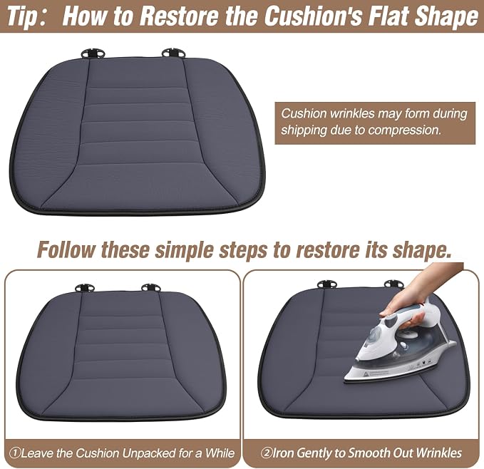 2PCS Car Seat Cushion Pad 1.2" Thick Comfort Seat Protector for Car Driver Seat Office Chair Home Use Memory Foam Seat Cushion with Non Slip Bottom, 20'' x 18.5'', Dark Gray - Image 8