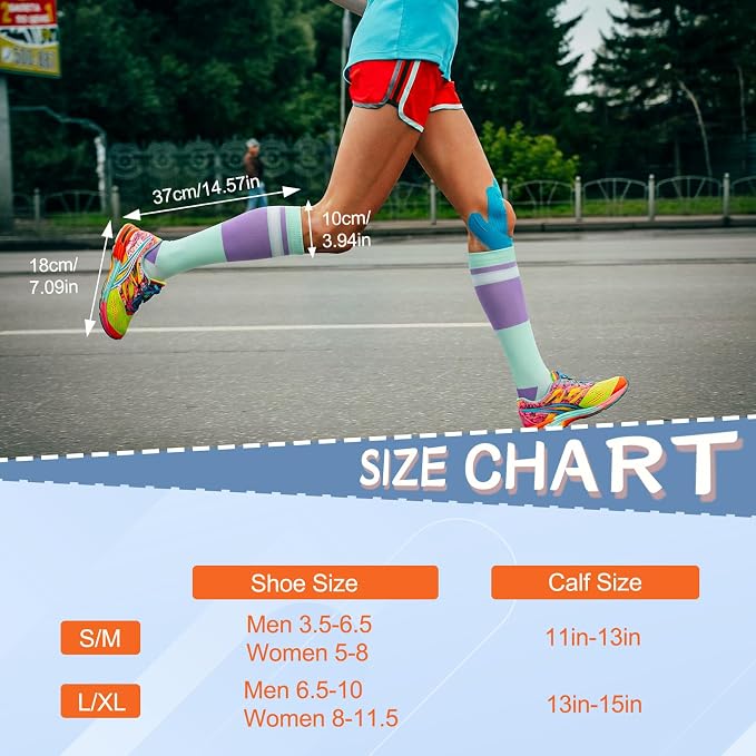 Compression Socks for Women Men | Knee High Comfort Circulation Support Socks for Athletic Running Cycling Travel - Image 4