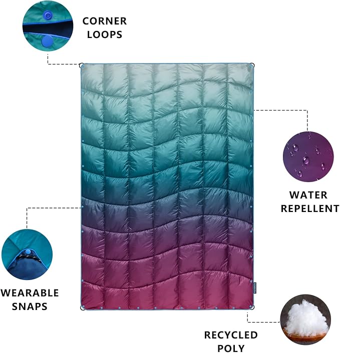 Camping Blanket, Puffy Blanket Lightweight Windproof Water Resistant for Outdoors,Hiking, Backpacking,Beach,Car,Picnic,Stadium - Image 3