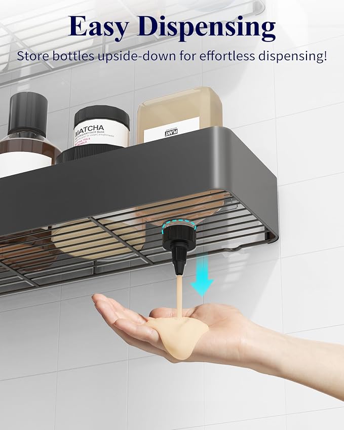 Kitsure Shower Caddy Adhesive, Shower Organizer, XX-Large, Dark Grey | 2 Pack Shower Shelf for Inside Shower, 100% Rustproof Metal Shelves, No-Drill Bathroom Organizers and Storage - Image 5
