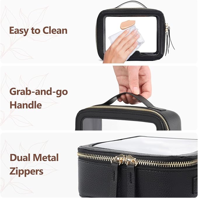 Clear Makeup Bag Foldable - TSA Approved Toiletry Bag for Travel | Metal Zipper, Reinforced Seam, Water Resistant, Medium for Carry-on, Large for Checked Luggage, for Car Storage Organizer - Image 6
