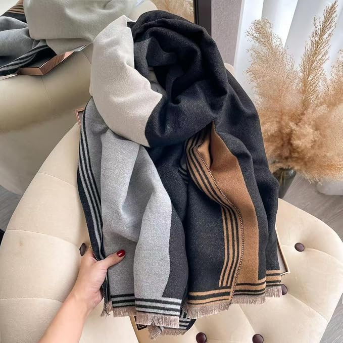 WaJuemy Winter Scarf for Women Dressy Evening Pashmina Shawl Wraps Open Front Poncho Blanket Fashion Travel Shawls Cape Wrap - Image 4