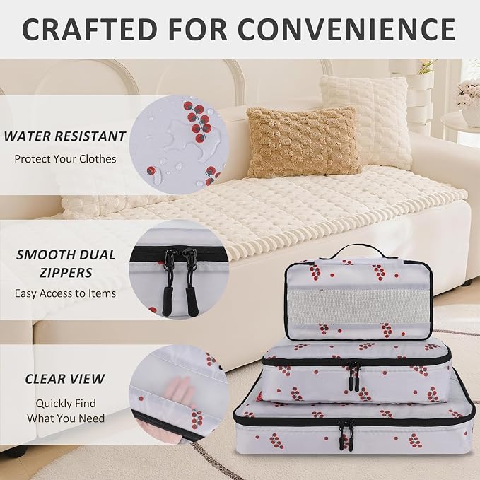U+U 5 Set Packing Cubes, Travel Organizers with Shoe Bag (Cherry Tomato) | Ultralight Design & Easy Travel Organization - Image 2