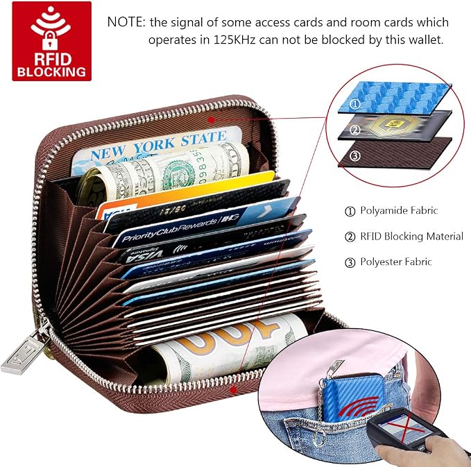 FurArt Zipper Wallet Women RFID Credit Card Holder keychain Wallet | ID Window RFID Blocking Compact Small business 15/16 slots - Image 5