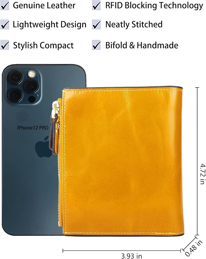 Women's RFID Blocking Leather Small Compact Bi-fold Zipper Pocket Wallet Card Case Purse with id Window - Image 4