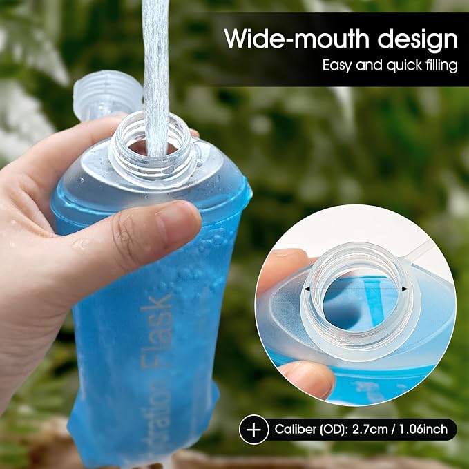 GUYI GYGYL Soft Flask, Collapsible Water Bottle for Sports, 250ml Blue 2pcs | TPU Collapsible Water Bottle for Hydration Pack, Running Vest, Leak-Proof Folding Bottle for Hiking Cycling Climbing Jogging - Image 5
