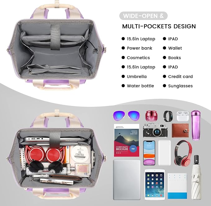 FALANKO Laptop backpack for Women, Computer Backpack Fits 15.6Inch Laptop with RFID Water Resistant Teacher work nurse Doctor - Image 5