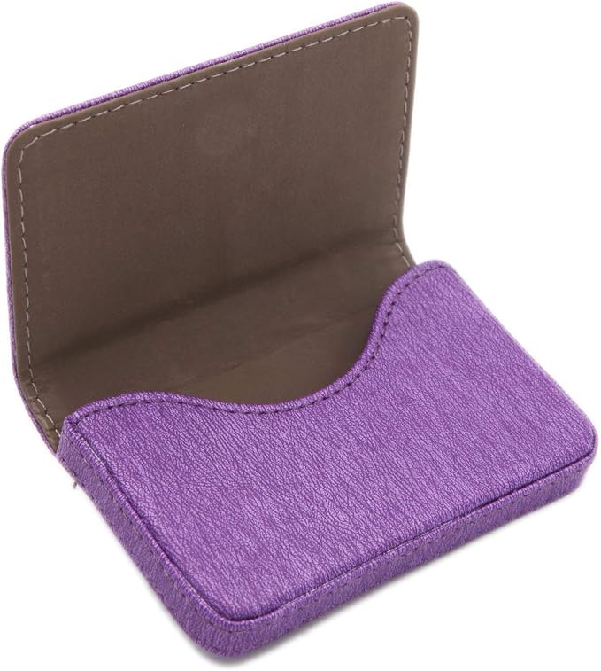 RFID Blocking Wallet - Minimalist Leather Business Credit Card Holder - Purple2 - Image 2