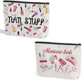 ZHAMEN 2Pcs Nail Stuff Makeup Bag Travel Essentials Organizer Cosmetic Bags | Portable Pouch Purse for Wome, Roomy Travel Makeup Toiletries Accessories, Christmas Birthday Gifts for Women by ZHAMEN