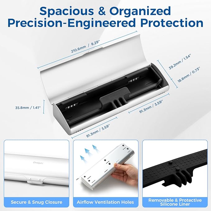 Aluminum Electric Toothbrush Travel Case, 2 in 1 Travel Toothbrush Holder for Oral B/Oral-B Pro 1000 1500 5000 and Most Electric Toothbrush for Traveling, Removable Silicone Liner-Silver - Image 4