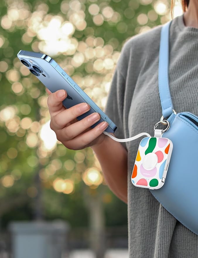 RORRY CharmGo Portable Charger, 5000mAh Portable Charger Power Bank | Built-in Cables,Travel Keychain Battery Pack Essentions for Apple Watch 1~11 Series/Ultra/SE & iPhone Air/17/16/15/14/13/12 - Image 5