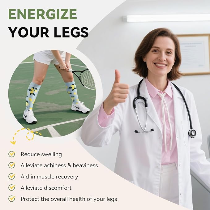 Plus Size Compression Socks for Women Men Wide Calf 15-20 mmHg Knee High Extra Large for Nurses Pregnant Travel - Image 5