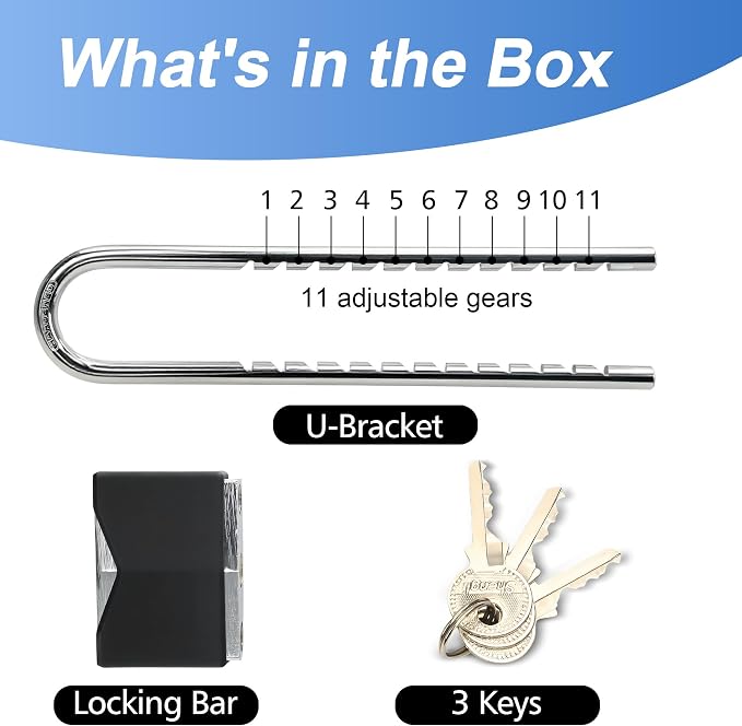 French Door Lock for Double Doors, Adjustable Double Door Lock for Home Security Prevent Kick Ins for Various Knob Width Door Security - Image 5