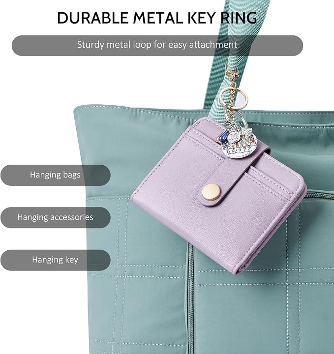POIUGOYA Slim Wallet for Women,RFID Blocking Bifold Credit Card Holder with Zipper Coin Pocket,ID Window,Keychain - Image 6