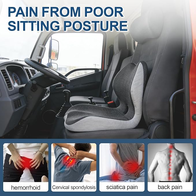 Truck Driver Seat Cushion, Cushion for Car Seat Driver for Comfort. | Integrated lumbar-hip cushion with sync support relieves long-sitting pain, reduces coccyx & ischial pressure. - Image 6