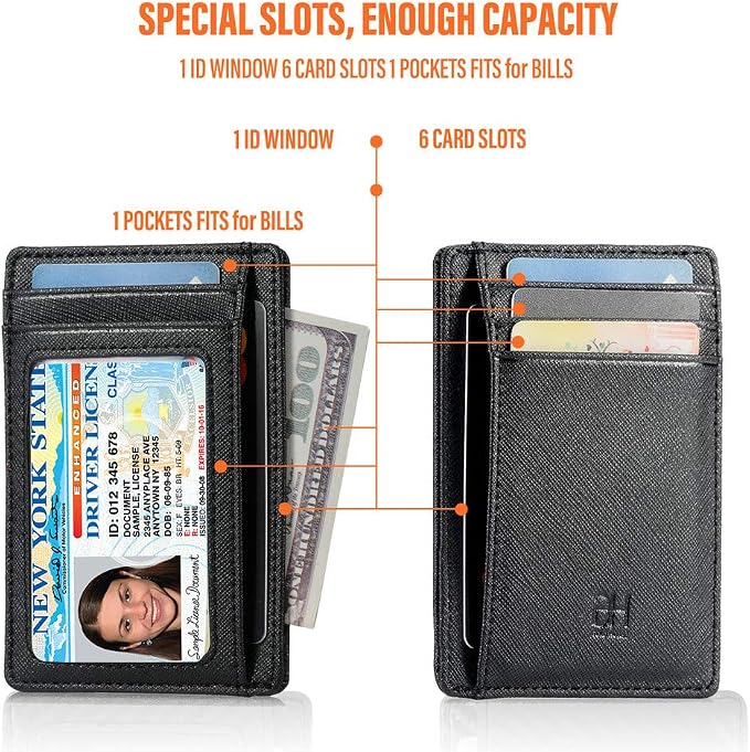 GH GOLD HORSE Slim RFID Blocking Card Holder Minimalist Leather Front Pocket Wallet for Women | Slim - Image 5