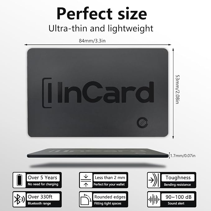 Wallet Tracker Card, Android & iPhone, Find My & Google, 5 Year Battery | No charging needed, 5-year battery, IP68 waterproof, Apple MFi Certified, works with Apple Find My & Google Find My Device - Image 3