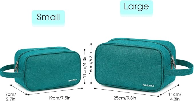 Narwey Travel Toiletry Bag for Women Traveling Dopp Kit Men Travel Bag for Toiletries Cosmetic Bag Makeup Bag Medicine Bag for Traveling (Teal) - Image 3