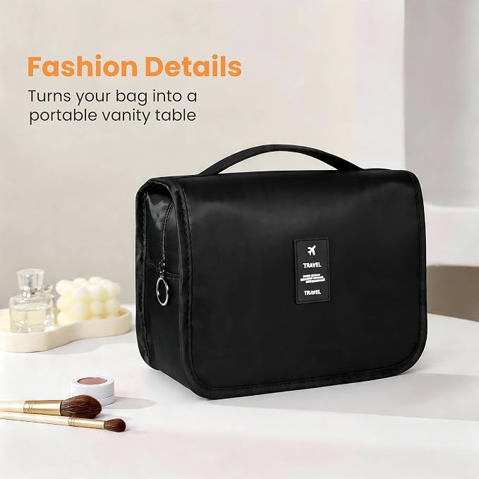 Portable Hanging Toiletry Bag for Travel, Small Multifunctional Makeup Cosmetic Bag for Women, Waterproof Travel Toiletries Organizer, Shower Bathroom Pouch with Hook for Gym, Camping, Business Trips - Image 4