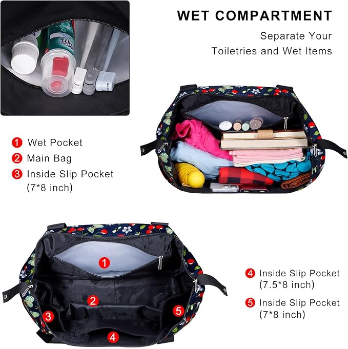 Expandable Duffel Bag for Women with Trolley Sleeve/Wet Pocket Weekender Travel Tote Large Carry On Overnight Luggage - Image 4