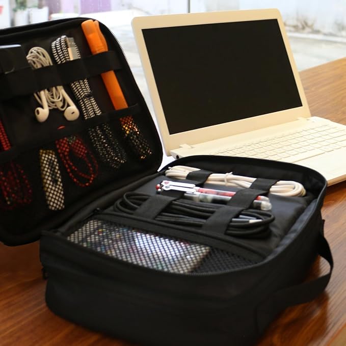 MATEIN Electronics Organizer Travel Case, Cable Organizer Bag, Black | Water Resistant, Gifts for Men, Storage Bag for Camera Accessories, for Travel Essentials, Phone, Cord & Tablet - Image 9