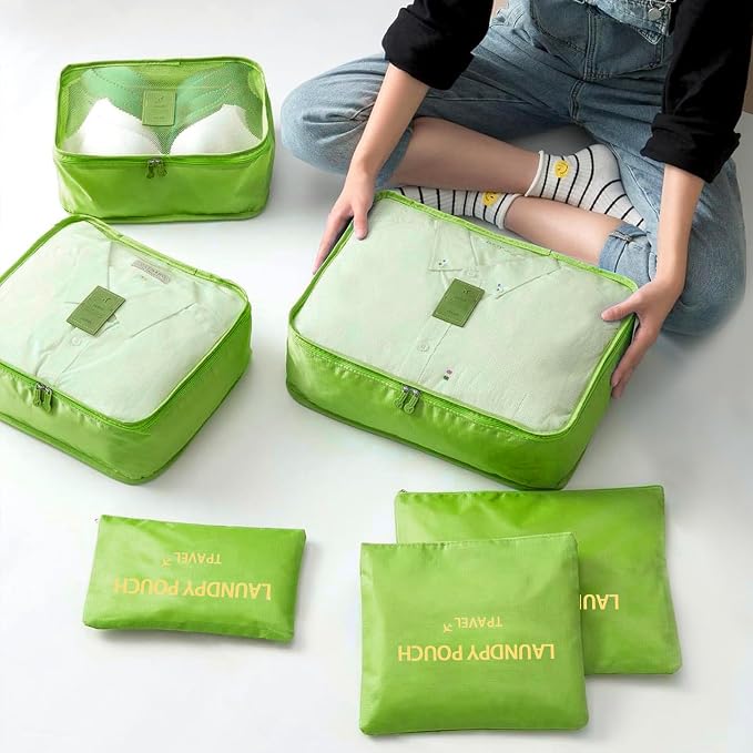 6 Set Packing Cubes for Travel Luggage Organizer Bags Reusable washable Suitcase Packing Cubes Set Travel Accessories Essentials (Green) - Image 8