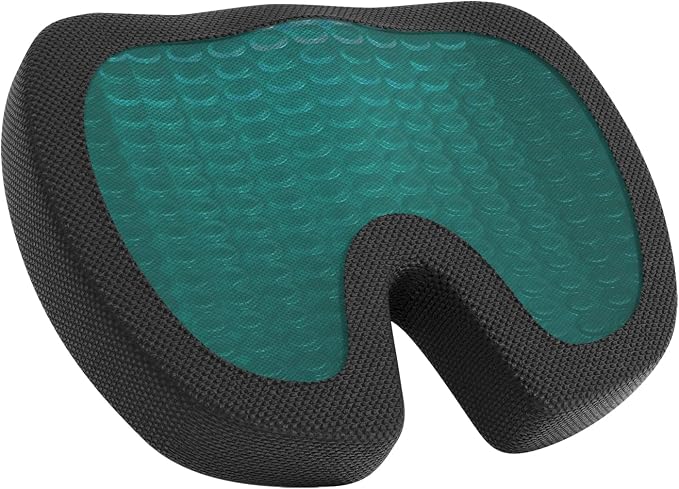 Amazon Basics Comfortable Seat Cushion & Lumbar Support for Office Chairs, Gel Enhanced Memory Foam, Non-Slip, Cooling, Portable, Pack of 2, Rectangular, Black - Image 3