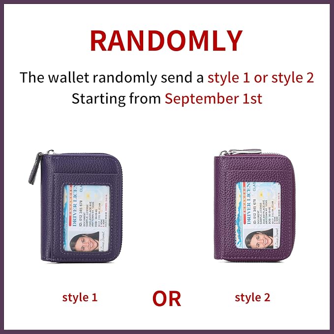 RNIEGA Credit Card Holder Wallet RFID Blocking Leather Small Wallet for Women Double Zipper Wallet with ID Window - Image 2