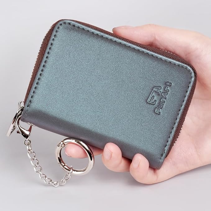 FurArt Zipper Wallet Women RFID Credit Card Holder keychain Wallet | ID Window RFID Blocking Compact Small business 15/16 slots - Image 4
