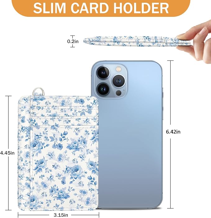 Yonlevres Credit Card Holder Slim Wallet Women Floral RFID Blocking Small | Front Pocket, Handy, RFID Blocking, Woman Girls Ladies Gifts, D-ring for Keychain,Thin Mini Card Case, ID Window, PU Leather - Image 6