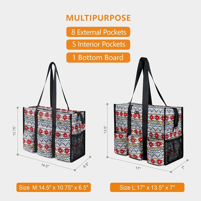 TOPDesign Utility Water Resistant Tote Bag with 13 Pockets, Top Zipper Closure & Thick Bottom Support, for Working Women - Image 2