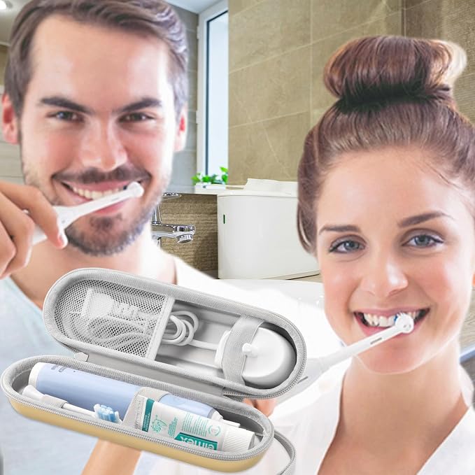 Toothbrush Travel Case for Oral B/Oral-B Pro 1000 1500 5000 7000 & Philips Sonicare 4100 1100 5300 5100 6100/iO Electric Toothbrush, Hard Protective Storage Bag (Dazzling Gold with toothbrush cap) - Image 9