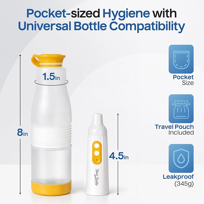 BIDET BUDDY® PureJet Portable Bidet for Travel - 550mL Bottle, Arctic White | Self-Cleaning Retractable Nozzle,IPX7 Waterproof, USB-C Rechargeable, High-Pressure Hygiene Device, Versatile Power Modes - Image 2