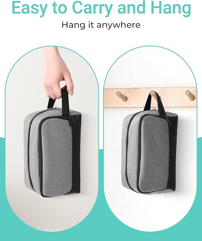 Elviros Travel Toiletry Bag for Men Hanging Dopp Kit Shaving Bag Toiletries Organizer Small Toiletry Bag for Traveling (Grey&Black,Large) - Image 6