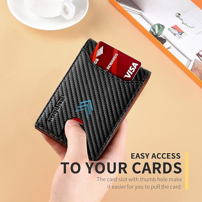 RUNBOX Wallet for Men, Slim Leather Bifold, RFID Blocking Card Holder | Minimalist Front Pocket Design, Credit Card Organizer, Holds 11 Cards, Large Capacity, Thin Profile, Birthday Gifts for Men - Image 4