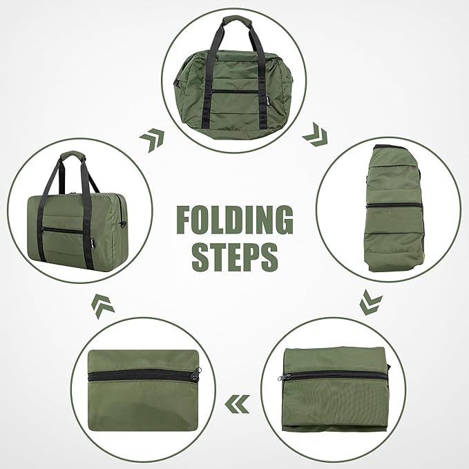 Duffle Bag for Travel Foldable Personal Item Travel Bag, 40L, Army Green | Carry On Duffel Bag Women Men Frontier Airlines Personal Item Bag Hospital Weekend Overnight Trips - Image 6