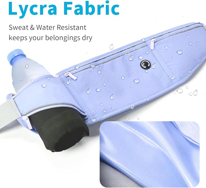 Slim Running Belt for Women Men,Runners Fanny Pack Phone Holder,Money Belt,Running Gear Accessories,with 3 Pockets (Jet Blue) - Image 5