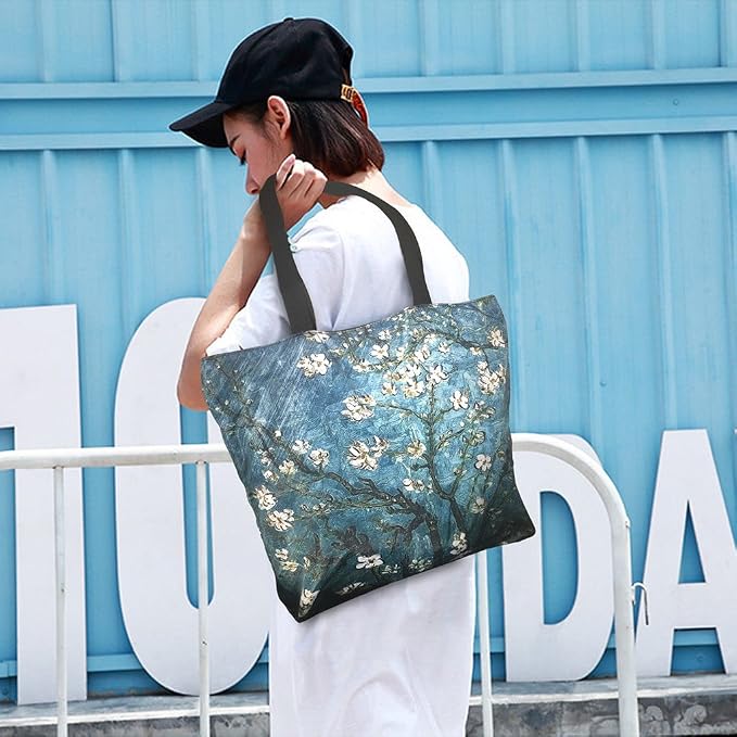 Beach Tote Bags Travel Totes Bag Shopping Zippered Tote for Women Foldable Waterproof Overnight Handbag - Image 3