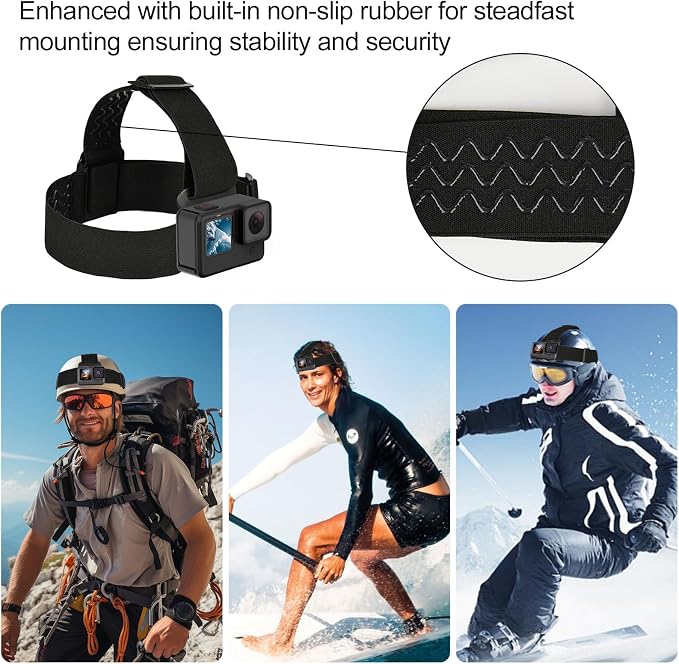 3 in 1 Accessories Set for GoPro Hero 13 12 11 10 9 8 7 6 5 4 3 Black, Chest Mount Harness/Head Strap Mount/ 360°Rotating Wrist Strap, Adjustable Flexible Accessories Kit - Image 3