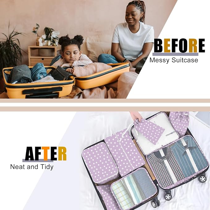 Packing Cubes for Travel - 8 Set Luggage Organizer Bags for Family, Mesh Breathable Packing Cubes for Suitcases Durable Travel Essentials Bags Set - Image 4