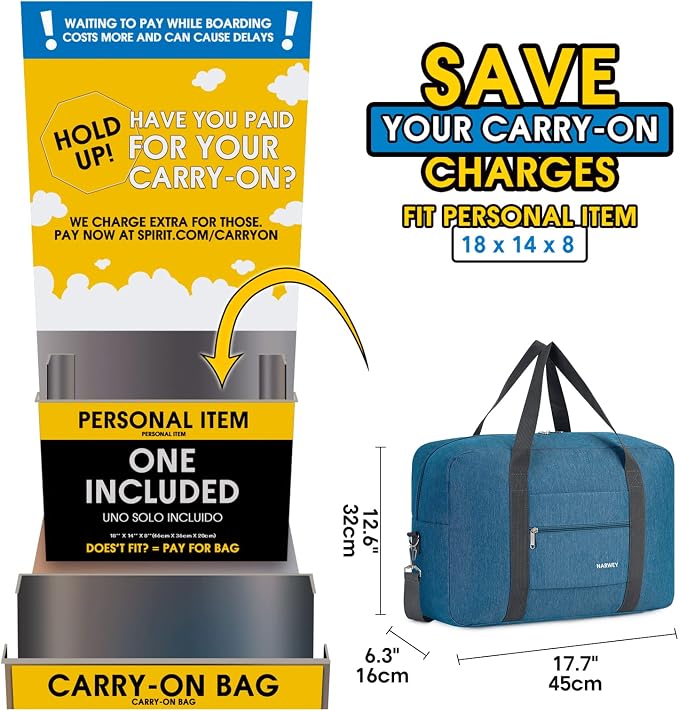 For Spirit Airlines Personal Item Bag Foldable Travel Duffel Bag Tote Carry on Luggage Duffle Overnight for Women and Men - Image 2