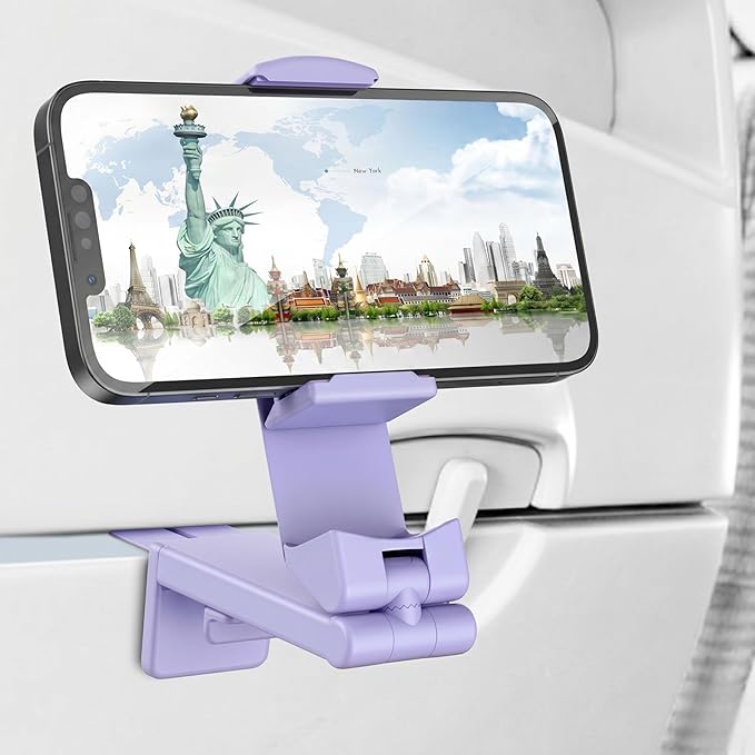 Perilogics Airplane Phone Holder Mount Universal in Flight Hands Free Viewing with Multi-Directional Dual 360 Degree Rotation (Lavender) by Perilogics