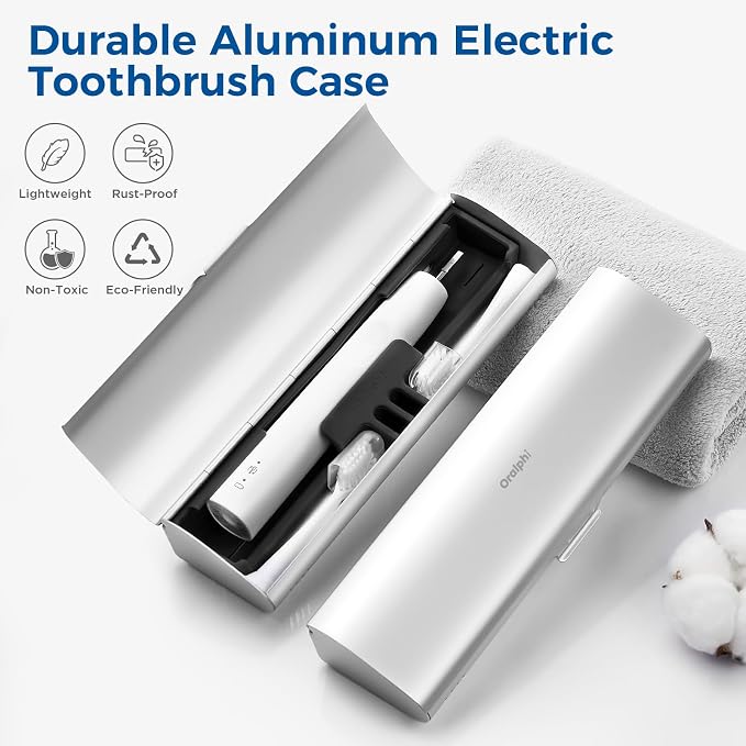 Aluminum Electric Toothbrush Travel Case, 2 in 1 Travel Toothbrush Holder for Oral B/Oral-B Pro 1000 1500 5000 and Most Electric Toothbrush for Traveling, Removable Silicone Liner-Silver - Image 2